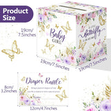 51 Pcs Butterfly Diaper Raffle Tickets With Diaper Raffle Card Box For Baby Shower Games A Little Butterfly Is On Her Way Boys Girls Gender Reveal Party Invitation Insert Card Game