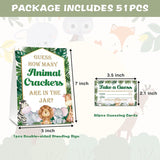 Find How Many Animal Crackers Guessing Game, Safari Jungle Animal Baby Shower Game Cards, Woodland Animals Baby Shower Favors Supplies Decorations, 50 Cards And Matching Standing Sign-A01