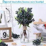 30 Pcs Artificial Blue Berry Stems Bulk, 9.8 Inch Faux Berry Picks With Green Leaves, Fake Short Branch Fruit Flower For Tree Garland Home Wedding Diy Party Decoration(Blue)