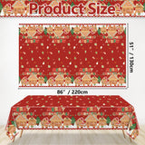 4 Pcs Christmas Tablecloth Party Decorations - Merry Christmas Santa Plastic Table Cover, Gingerbread Snowflakes Rectangular Tablecloth For Xmas Holiday Winter Party Supplies, 51 X 86.6 Inch