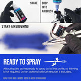 Airbrush Paint Set - 12 Color Secondary Opaque With Reducer & Cleaner, Ready To Spray Air Brush Paint, 1-Ounce Water-Based Acrylic For Painting Metal, Plastic Models, Canvas, Wood