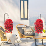 2Pcs Fake Flowers Bougainvillea Artificial Flowers Uv Resistant Faux Hanging Plants Vine For Indoor Outdoor Planter Vase Home Porch Garden Wedding Summer Decor (Red)