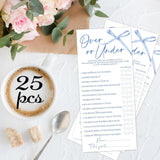 Blue Bow Wedding Shower Games, Over Or Under Wedding Games For 25 Guests, Engagement Bridal Shower Party Cards, Engagement & Bridal Party Supplies-4X9 Inch-A14