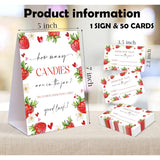 Strawberry Themed How Many Candies Are In The Jar, 1 Tabletop Sign And 50 Cards, Berry Sweet Baby Shower Decorations, Wedding Baby Shower Gender Reveal Event & Party Supplies
