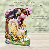 SANTORO Swing Card, 3D Pop Up Greeting Card - Cats In A Hammock - Birthday Card For Her, Girls, Mum, Dad, Daughter, Son, Cat Lovers