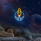 Rocket Neon Sign LED Space Theme Wall Light USB Powered Bedroom Gaming Room Decor for Teen Boys