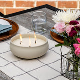Citronella Candle 2-Pack – 7-Inch White Wax Bowl With Concrete Finish – Outdoor Decorative Candles For Patio, Deck, Garden, Backyard & Camping