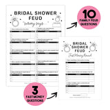 Bridal Shower Feud Game Fun Neutral Decorations 50 Bridal Fued Cards 3 Fast Money Round Cards 1 Instruction Card Included