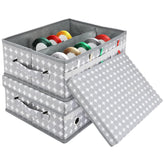 2 Pack Christmas Ribbon Organizer Container Box With Lid Gift Ribbon Organizer 11" X 14" X 5" For Craft Room(Grey,A)