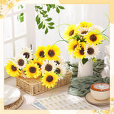 4 Bundles Sunflower Cemetery Flowers For Grave Vase Spring Easter Artificial Sunflower Memorial Flower Bouquet 19.7 Inch Fake Silk Floral Arrangement For Headstone Graveyard Gravesite Outdoor