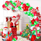 Christmas Balloon Garland Arch Kit 144 Pieces With Red White Candy Gift Box And Star Balloons For Xmas Party Decorations