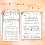 Bridal Shower Bingo Games, Find The Guest Bingo, Spring Floral Bridal Shower Party Game Cards For Wedding Engagement Bachelorette, Fall Bridal Shower Decor Favors Supplies, 25 Game Cards Included -09