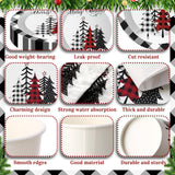 400 Pcs Christmas Dinnerware Set Disposable Christmas Plates And Napkins Set Serve 50 Winter Xmas Paper Dinner Plates Napkins Cup Xmas Party Supplies For Holiday(Black,White,Plaid)