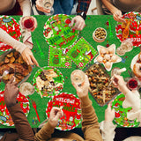 203Pcs Whoville Christmas Decorations Welcome To Whoville Banner Paper Plates Green Table Cloth Green Napkins Forks For Christmas Party Supplies