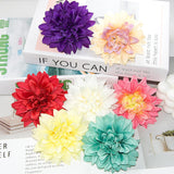 Silk Dahlia Artificial Flowers Bulk, 15 Pcs Fake Dahlias Flowers Heads For Craft, 3.5 Inch Green Large Flower Heads Faux Flowers For Wedding Party, Home Office, Hat, Wall Decoration