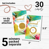 Bridal Shower Games Pink And Gold - 30 Pack - Fun Scratch Off Raffle Cards Wedding Shower Game Or Engagement Party Ideas, Aloha Tropical Floral Themes