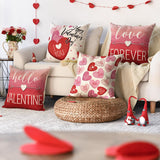 Happy Valentine'S Day Pink Heart Throw Pillow Covers, 20 X 20 Inch I Love You Forever Be Mine Xoxo Hug Me Anniversary Wedding Cushion Case Decoration For Sofa Couch Set Of 4