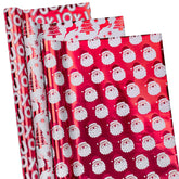 Christmas Wrapping Paper Rolls - Mini Roll - 17 Inches X 10 Feet Per Roll, Total Of 3 Rolls - Red And White