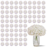 100 Pcs Ivory Hydrangea Artificial Flowers, Faux Hydrangea Flowers Silk Full Flowers Heads With Stems For Wedding Centerpieces, Home, Garden, Baby Shower, Party Decoration