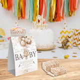 Don'T Say Baby Game For Baby Shower, 50 Wooden Clothespins And One Sign, Brown Boho Bear Theme, Pins For Baby Shower Decorations, Gender Reveal Games, Baby Shower Supplies-Bb35