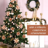 36 Pcs Champagne Poinsettias For Christmas Tree 2 Styles 5.5 4.5 Artificial Flower And 12 Berry Stem Glitter Flower Christmas Decoration Xmas Tree Ornament For Wreath Holiday