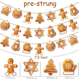 3Pcs Christmas Gingerbread Banners Gingerbread Snowflake Tree Theme Decorations Xmas Winter Party Hanging Decorations For Christmas Winter Holiday Party Supplies