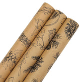 Christmas Wrapping Paper Roll - Brown Kraft Vintage Gift Wrapping Paper For Xmas,Birthday,Seasonal Winter Holiday Party - 3 Mini Roll -17In X120In Per Roll(42.3 Sqft)