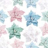 12 Pcs Christmas Tree Pastel Poinsettia Christmas Candyland Decorations Glitter Flowers 6" Xmas Tree Decorations With Clips Stems Xmas Ornaments For Wedding Party Wreath Decoration