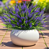 Artificial Plants Flowers Outdoor – 24 Bundles Uv Resistant Faux Lavender Flowers With Monkey Grass For Garden Porch Window Patio Hanging Planter Decor