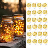 24 Pack Battery Operated Fairy Lights 3.3FT 20 LED Warm White Silver Wire Mini String Lights for Mason Jars Wedding Party Decor