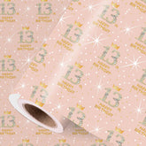 Happy 13Th Birthday Wrapping Paper For 13Th Birthday Girls, Rose Gold 13Th Birthday Decorations For Girls, Mini Roll 17 Inches X 16.4 Feet, 13Th Birthday Gifts Ideas For Daughter Granddaughter Friends