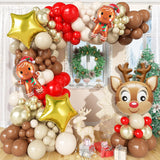 Christmas Balloon Arch Garland Kit, 147Pcs Red Retro Brown Gold Sand White Latex Balloons With Reindeer Star Gingerbread Man Xmas Foil Balloons For Birthday Merry Christmas Party New Year Decorations