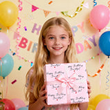 Happy Birthday Wrapping Paper Roll For Her – Pink Gift Wrap With “Happy Birthday Beautiful” Script & Heart Design, Perfect For Women, Wife, Girlfriend, Girls, Mini Roll 17 In X 16.4 Ft