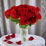 13Pcs 21 Inch Red Roses Artificial Flowers With Long Stems Silk Roses Fake Rose Realistic Flower Bouquet For Wedding Party Office Home Decor For Valentines Day Decor