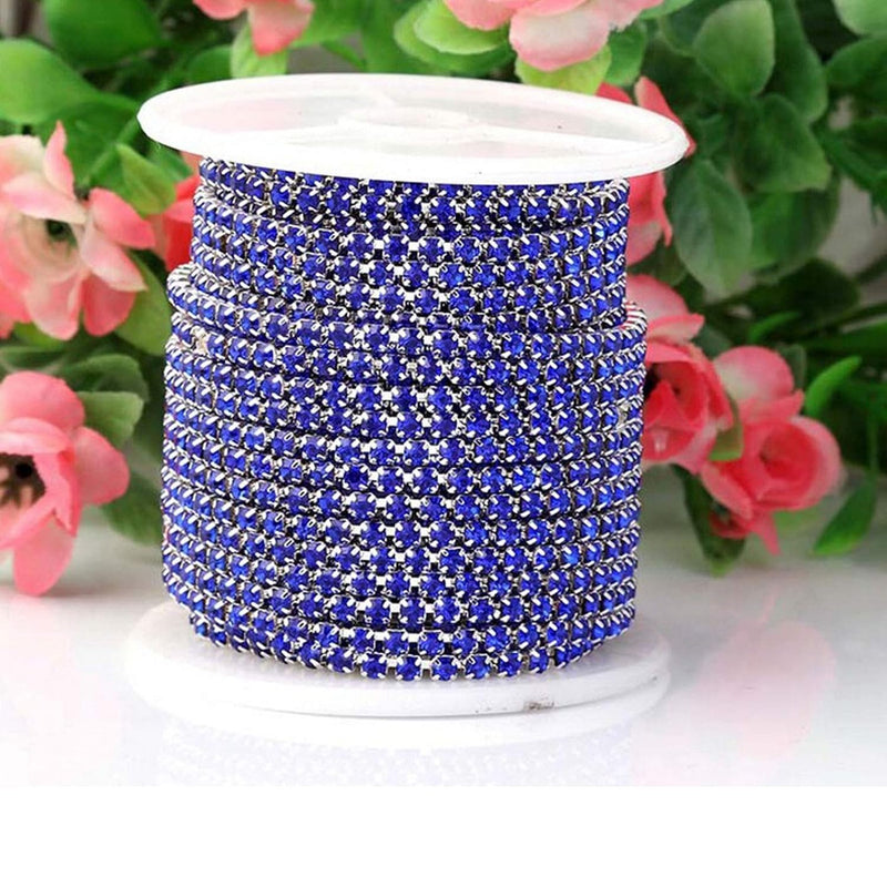1 Roll 10 Yards Rhinestone Trim Crystal Cup Chain In Silver Setting Ca