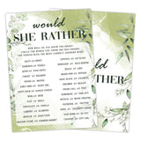 Greenery Bridal Shower Games, Funny Wedding Games Would She Rather Games For Guests, Couples Wedding Shower Game For Couples, Bridal Party Supplies, Engagement Party Game, 04