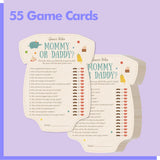 55Pcs Baby Shower Games, Guess Who Mommy Or Daddy Game Cards Fun Baby Shower Party Supplies-Gender Neutral For Girls Or Boys