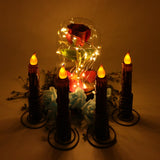 Real Wax Hand Dipped Battery Operated Led Timer Taper Candles Rustic Primitive Flameless Lights Décor, 6-3/4 Inch, Burgundy, 6 Pcs In A Package