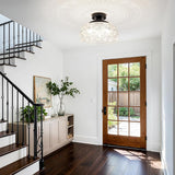 3 Light Globe Glass Ceiling Light Black Semi Flush Mount Modern Vintage Fixture