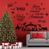 3 Pcs Nativity Scene Wall Decor Stickers Christmas Bible Quotes Christian Vinyl Wall Decal Set Jesus Is The Reason For The Season Bible Verse Wall Decals Joy To The World Wall Stickers For Home