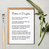 Mother And Daughter It'S A Bond That Spans The Years - Meaningful Gift Cards - Mum Card - Mum Birthday Card Daughter Card - Mother'S Day Card