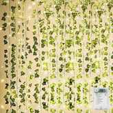 12 Pack 84FT Artificial Ivy Vine Garland with 80 LED String Lights Fake Hanging Plants for Bedroom Wall Decor Garden Wedding Party Home Room Decoration Green