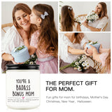 Bonus Mom Gifts From Daughter Son, Mothers Day Gifts For Stepmother, Badass Jar Candle Gift For Stepmom, Birthday Thanksgiving Day Christmas Gift For Stepmom, Adopted Moms, Second Moms
