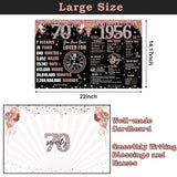 Large 70Th Birthday Card For Women With Envelope, Black Rose Gold Happy 70Th Birthday Guest Book Gifts Jumbo Seventy Greeting Card 1956 Decorations Party Supplies