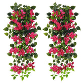 Fake Hanging Flowers Plants Bougainvillea Artificial,Uv Resistant Faux Silk Flower Fabric Vine For Indoor Outdoor Garden Porch Eave Fence Wedding Wall Spring Summer Decor