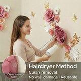 Large Paper Flowers Wall Decor For Baby Girl Nursery (Pre-Assembled) - 300Gsm Pearlized Cardstock 3D Roses With Gold Butterflies - Renter-Friendly Nano Tape & Reusable Backdrop (Pink, Set Of 6)