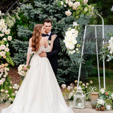 Wedding Arch Flowers 2 Pack, Artificial White Roses And Greenery Swag For Welcome Sign Decorations, Ceremony Backdrop, Reception Arch Decor