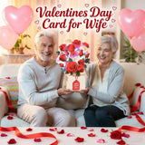 Valentine’S Day Cards, Lights And Music 3D Pop Up Valentines Card,10 Inch Life Sized Forever Rose Flower Bouquet, Anniversary Day Card For Her Him Wife Husband Couple(Blank Notecard & Envelope)