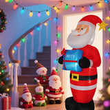 Christmas 8Ft Inflatables Santa Claus With Gift Box And Build-In Led Lights, Xmas Blow Up Gift For Indoor, Outdoor, Part