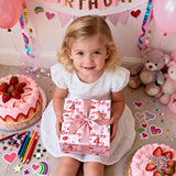 Happy 4Th Birthday Wrapping Paper Roll, Strawberry & Pink Gingham Gift Wrap For Girl’S Fourth Birthday Party, Toddler Age4 Decorations & Presents, Mini Roll 17 In X 16.4 Ft